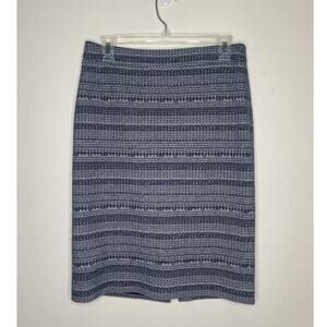 Ann Taylor blue white stripe career office pencil skirt - 4